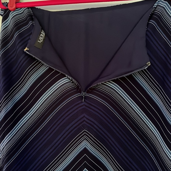 Lauren Ralph Lauren Stripe Print Crinkle Georgette Cascading Ruffle Midi Skirt. - Picture 10 of 16